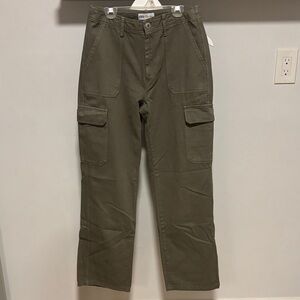 Zara green wide leg cotton cargo pants.